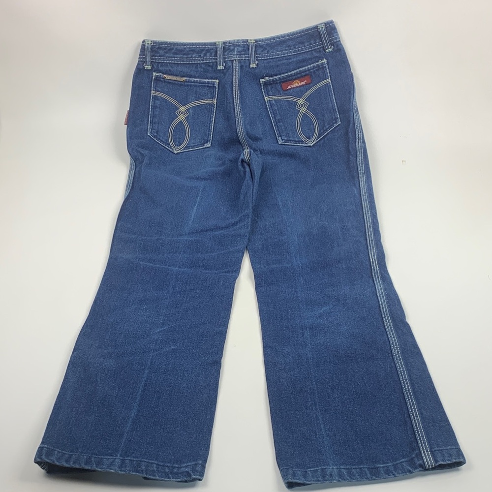 Vintage Jordache Blue Denim Jeans White stitch Size 34 Vtg Dark wash Cotton
